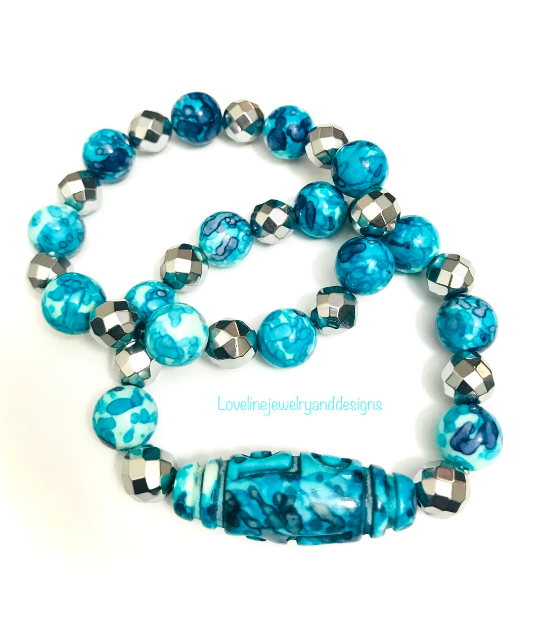 Buy Blue Jade (D) Bracelet, Jade Beads Bracelet, Stretch Bracelet 459.00  ctw at ShopLC.